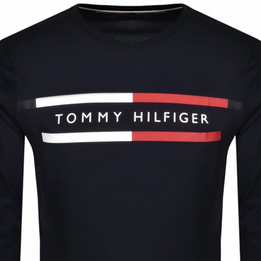 Alternative Image for ProductTommy Hilfiger Long Sleeve Logo T Shirt Navy2